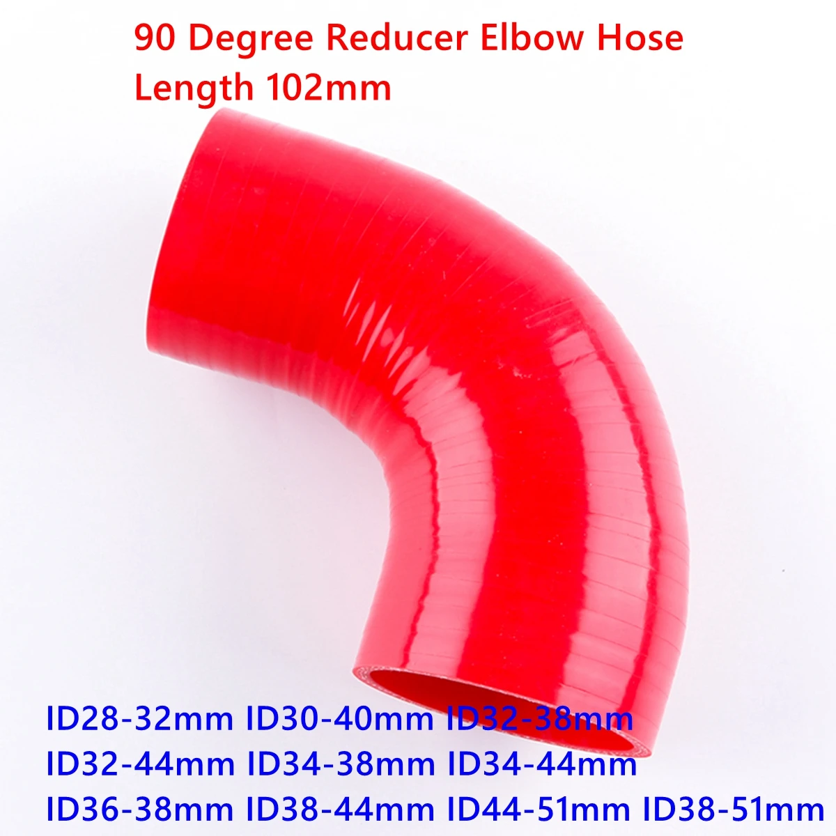 

Red 90 Degree Reducer Elbow General Silicone Tube Coolant Intercooler Pipe Hose ID 28mm 32mm 34mm 38mm 40mm 44mm 3 Or 4Ply