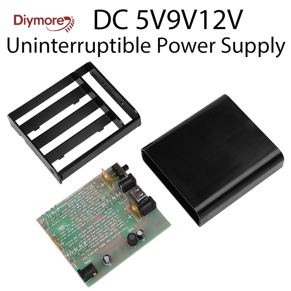 5V/9V/12V Uninterrupted Power Supply Box 3*18650 Lithium Battery UPS Optical Modem DIY Power Bank Box Router Welding Free Kits