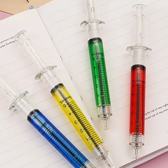 Novelty Syringe Needle Shape Ballpoint Creative Styling Needle Pen Office School Stationery Pen Syringe Needle Ballpoint Pen