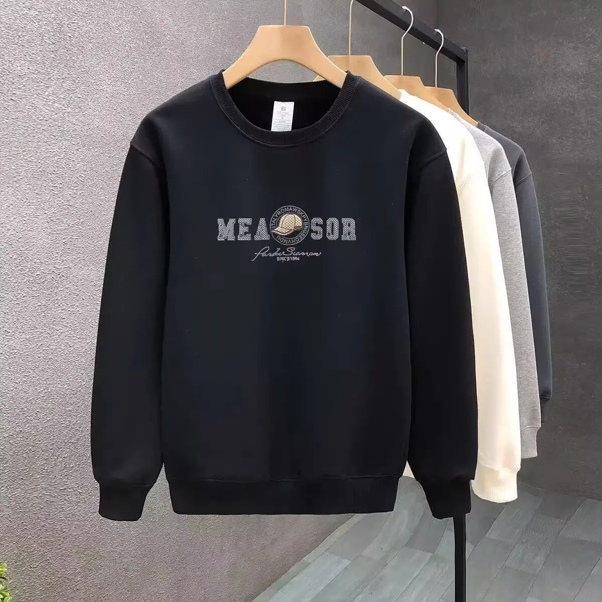 

Мужской свитшот на осень-зиму, свободный крой, круглый вырез, с принтом, модный, в гонконгском стиле, повседневный, уличный стиль, из полиэфирного волокна, с коротким рукавом