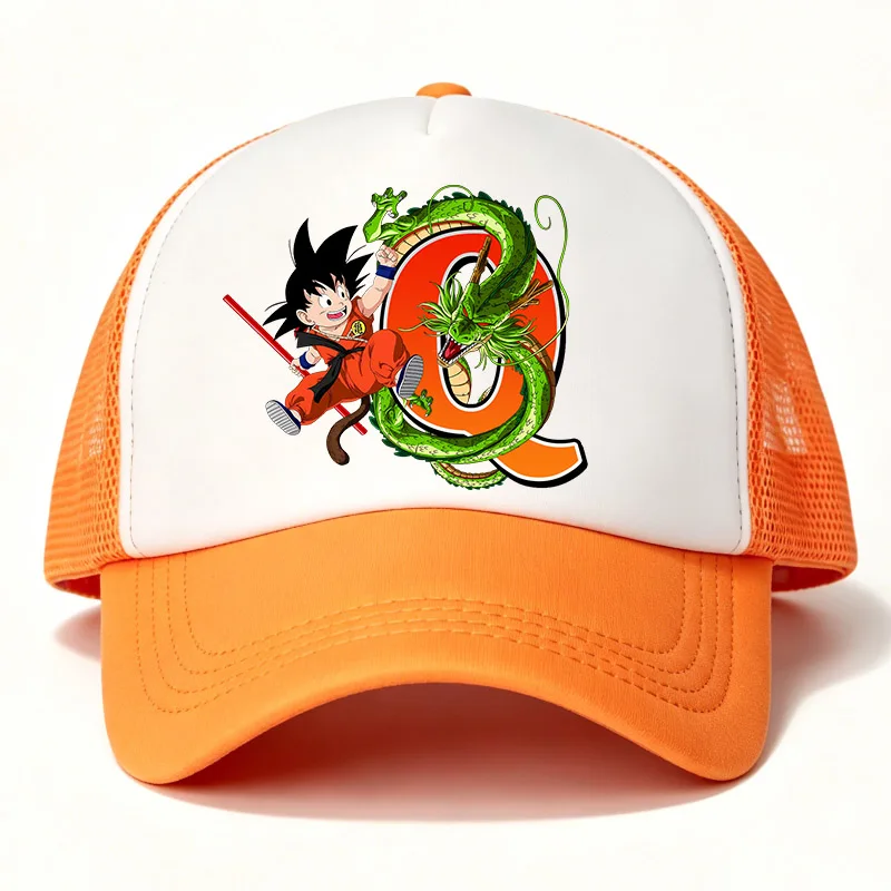Dragon Ball Goku Peaked Cap Cartoon A-Z Letter Baseball Caps Anime Summer Breathable Mesh Hat Parent-child Hat Peacoat Kids Gift