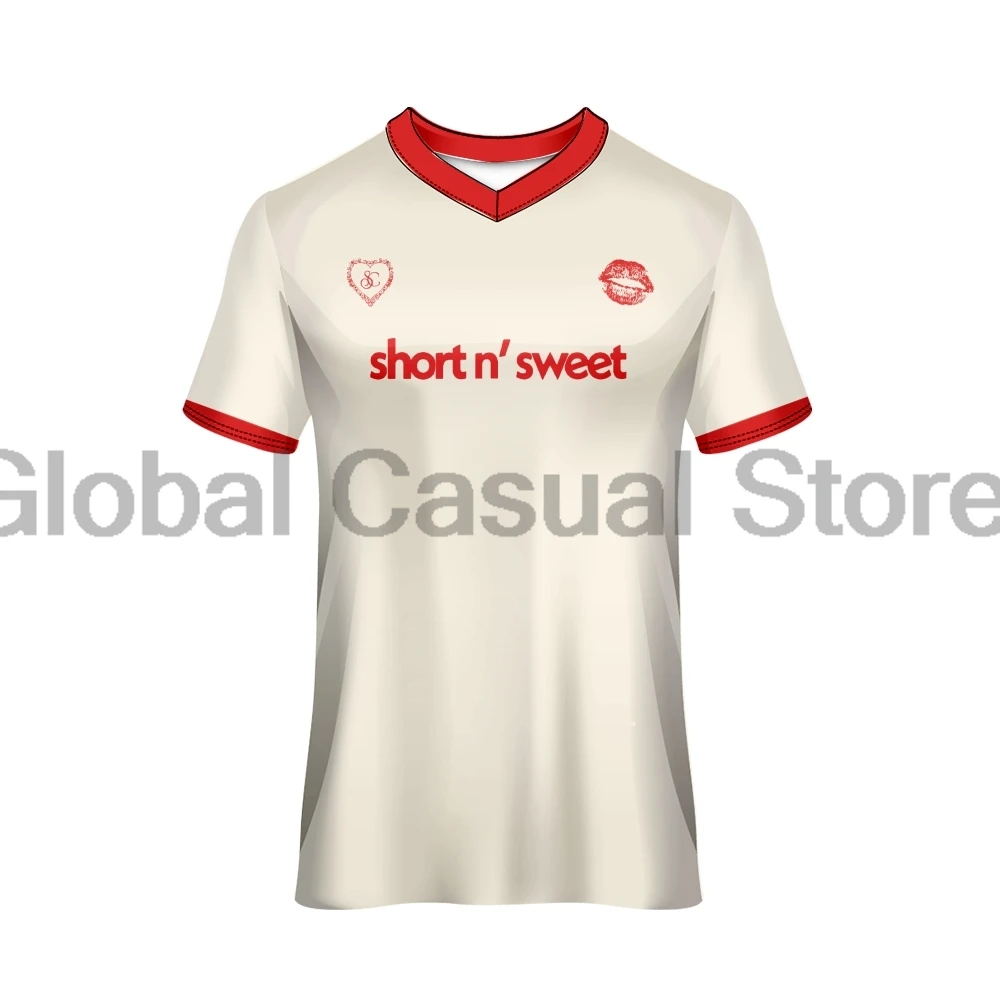 Sabrina Carpenter Short n' Sweet Soccer Jersey V-Neck Short Sleeve Streetwear Tops Men Women Fashion T-shirts image 2