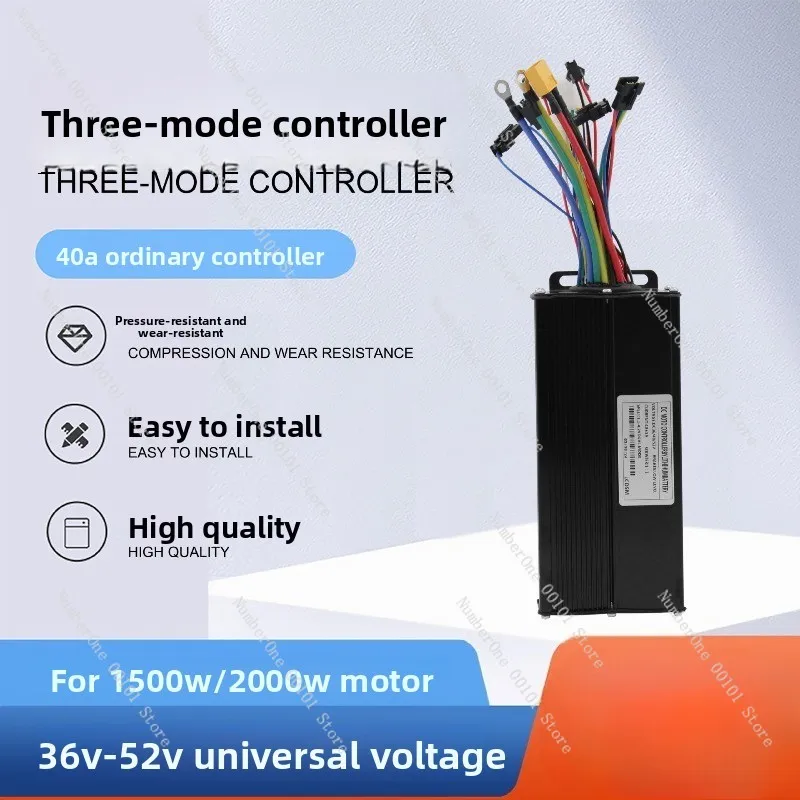 Bicycle lithium battery conversion electric scooter parts 36v 48v 52v - 40a sine wave three-mode controller