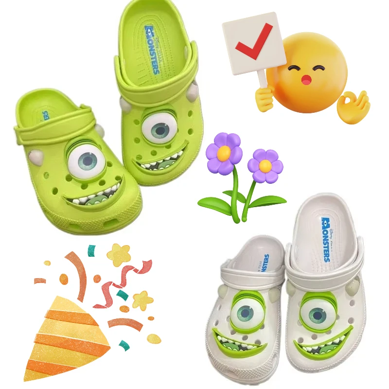 

Disney Cartoon Alien Shoes Beach Slippers Sandals Green White Bigeyed Monster Non-Slip Wear No Logo Adult Children Slipper Shoes
