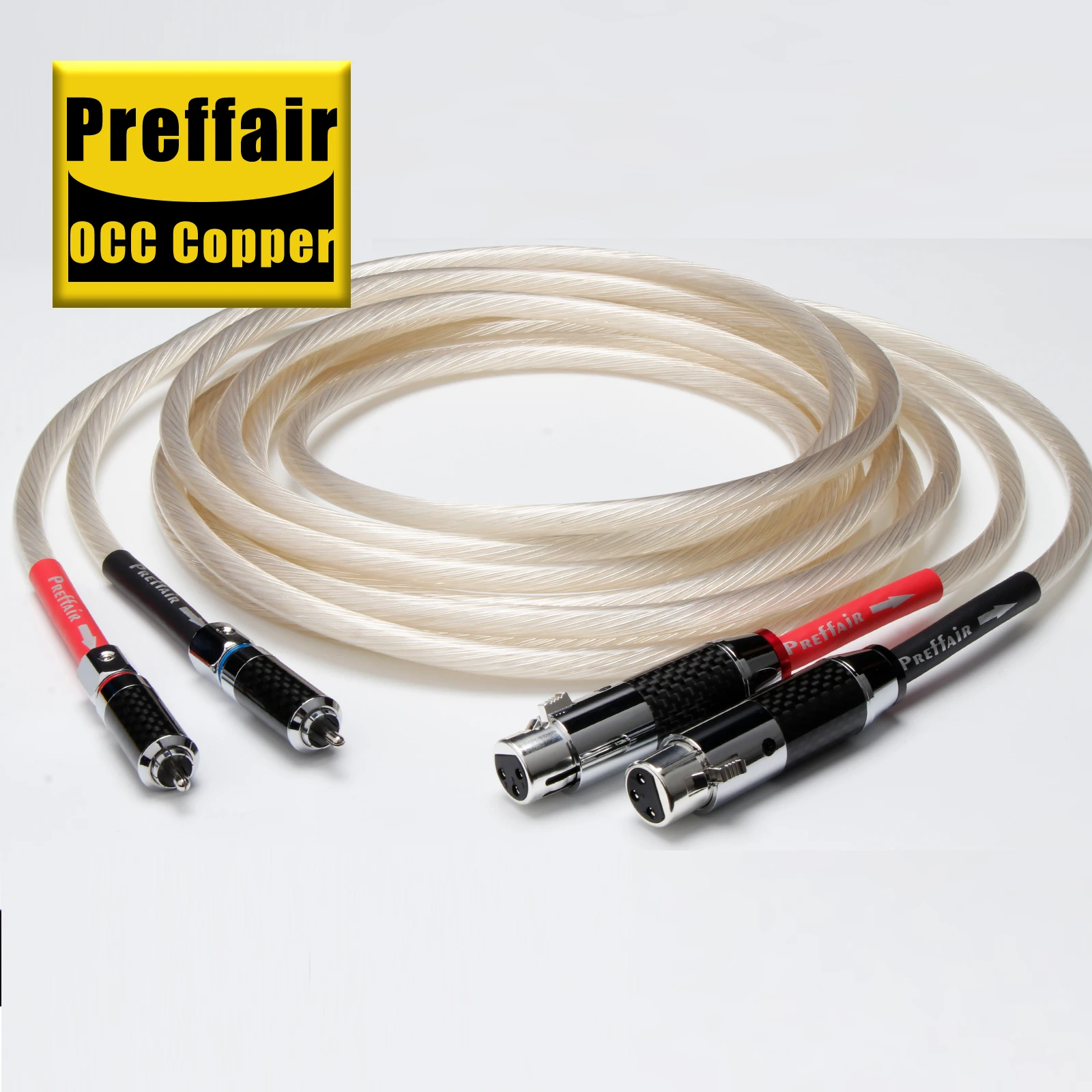 Preffair  HiFi Varistrand 7N OCC Copper Audio Signal Cable Pure Silver Plated 2XLR Male to 2RCA Male balanced Cables White Color