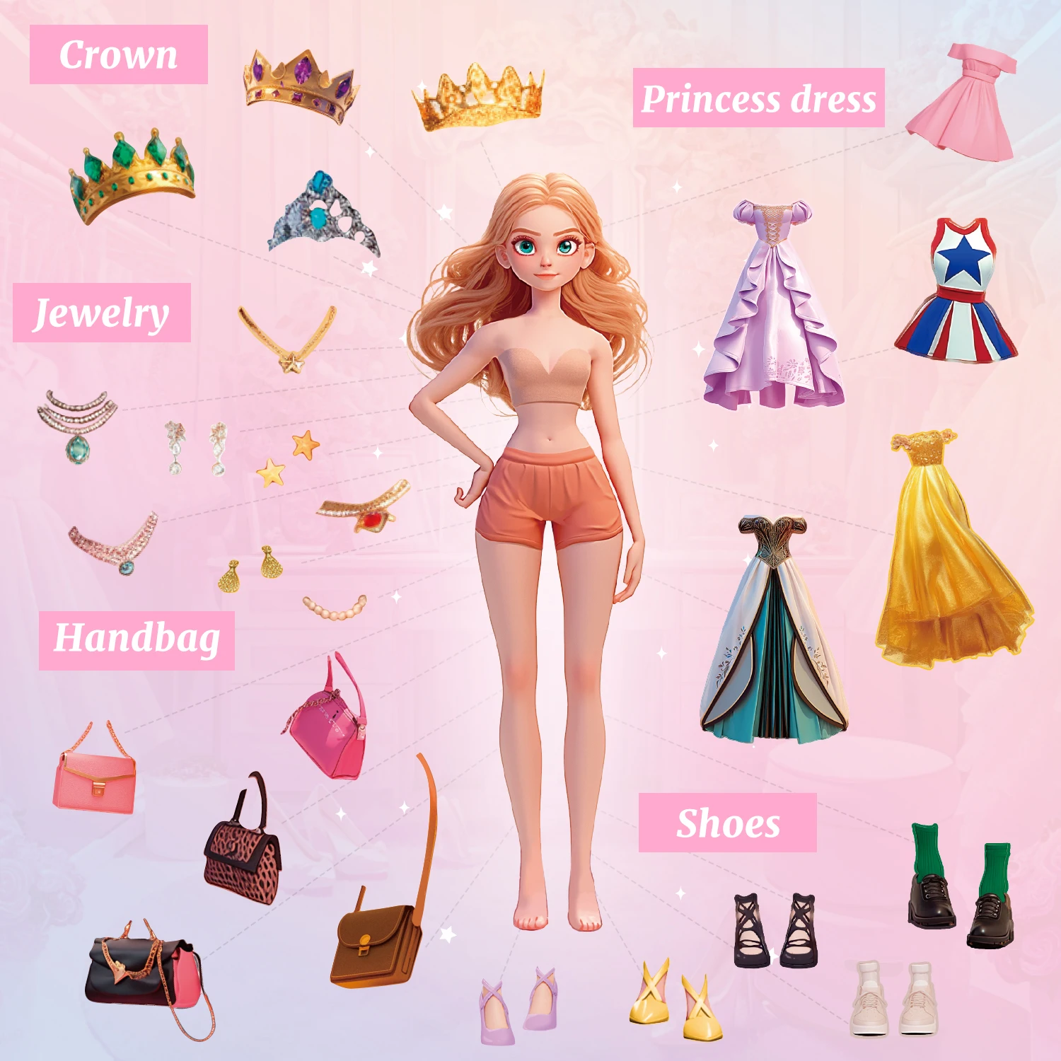 25 Sheets Dress Up Stickers for Kids, Make Your Own Fairy Princess Sticker for Kids Toddlers, Ideal Gift Birthday Preschool Chil image 3