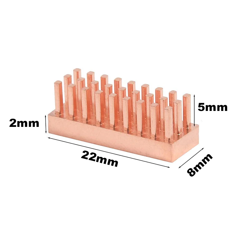 8pcs/lot  22x8x7mm Self-Stick Copper Heatsink for VGA GPU Video Card Graphics Motherboard DDR RAM Memory chips Heat sink Cooling