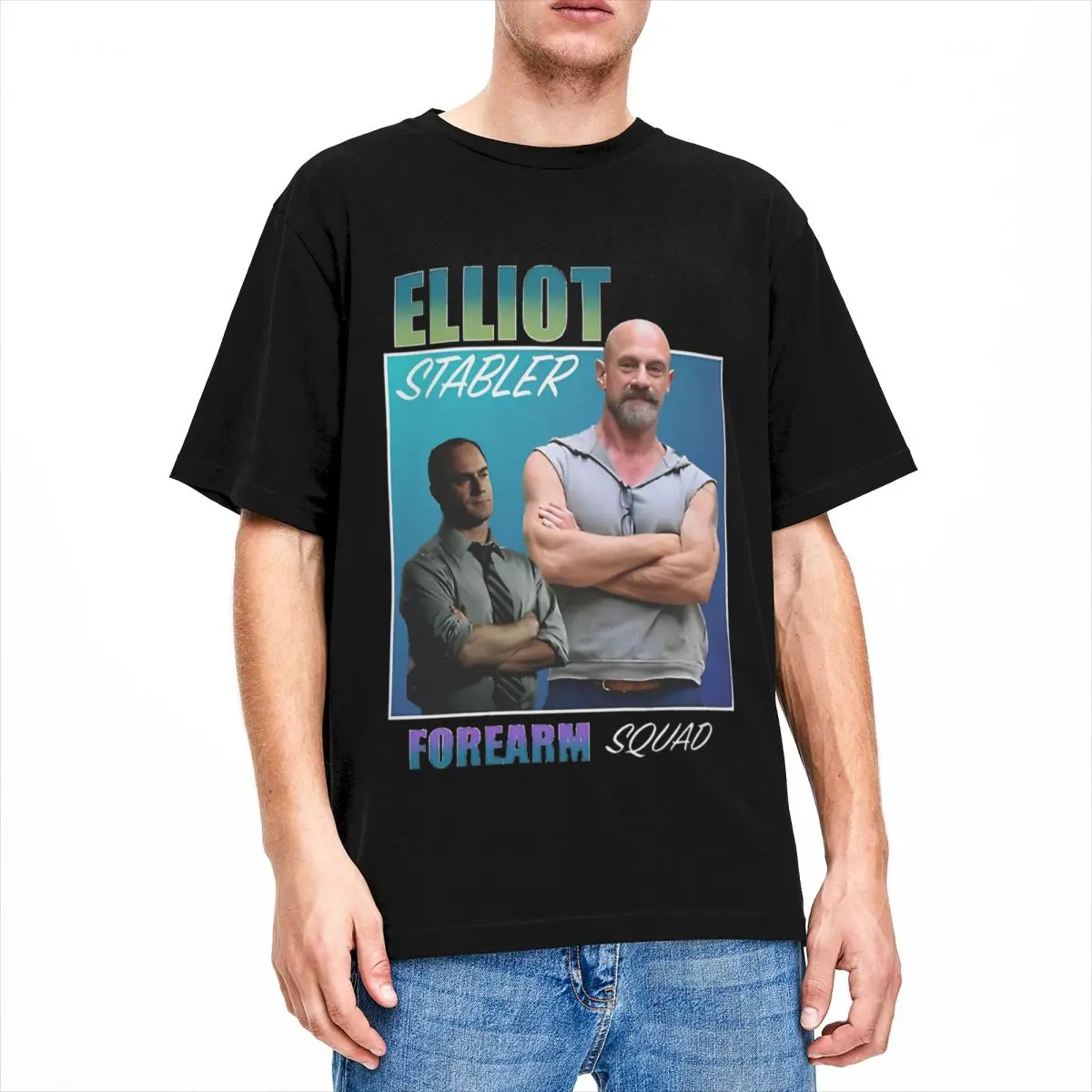 Retro Elliot Stabler Bootleg T Shirts Stuff Men Women's Cotton Hipster Crew Neck Law and Order Movie Tees Short Sleeve Clothing