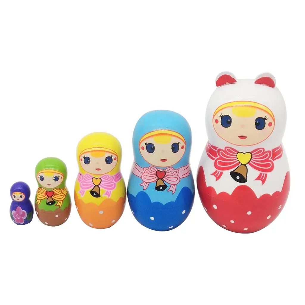 5 Stuks Schattig Klein Meisje Handgemaakte Houten Russische Nestpoppen Matryoshka Poppen Kids Verjaardagscadeaus Huisdecoratie