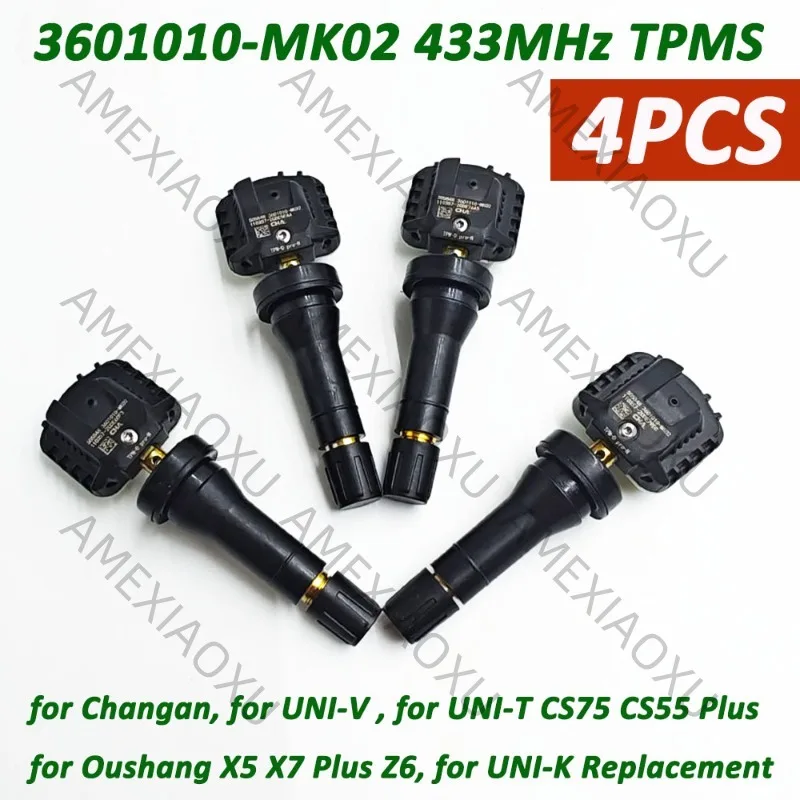 433MHz 3601010MK01 3601010MK02 TPMS Tire Pressure Sensor For ChangAn CS55 EADO EV460 OuShang X70A Raeton CC UNI-T UNI-V Avatr 11