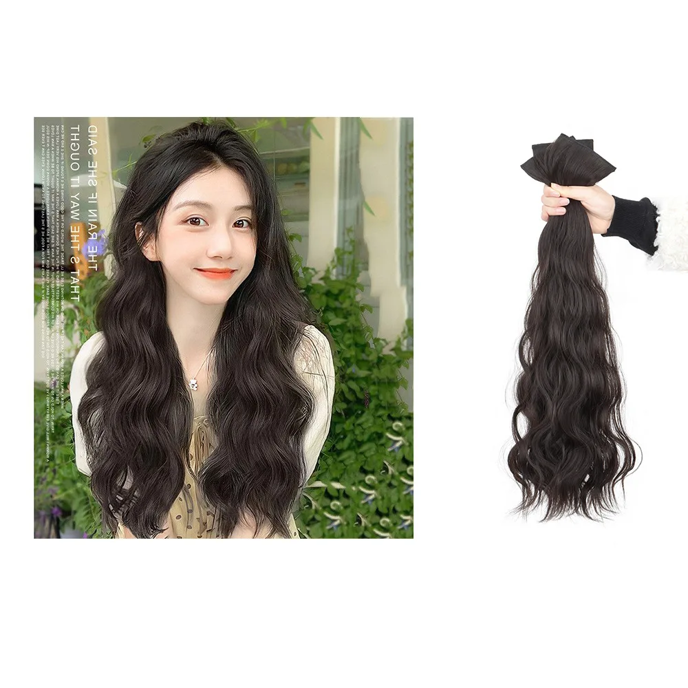 

Синтетические волосы для наращивания, заколка с волнистыми волосами, невидимый шиньон без трека, бесшовные женские повседневные вечерние волосы