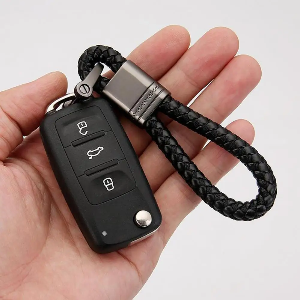 Tear-resistant Keychain Hand Woven Faux Leather Car Key Chain Stylish Auto Rope Charm Holder Unique Keychain Accessories for A