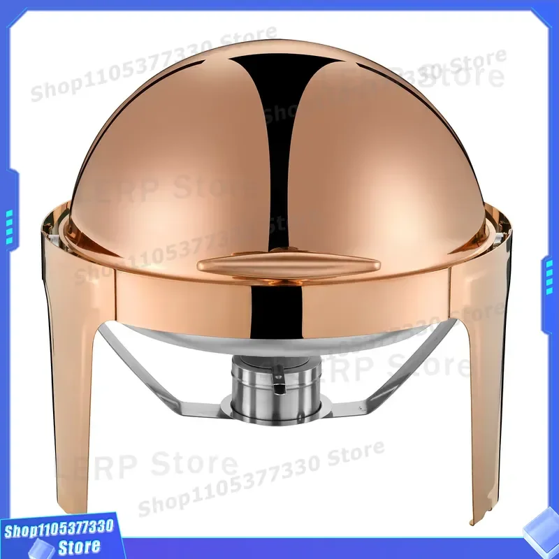 6L Rose Gold Stainless Steel Hot Pot Luxury Modern Buffet Food Warmer Fuel Heating Service Large Capacity Chafing Dish for