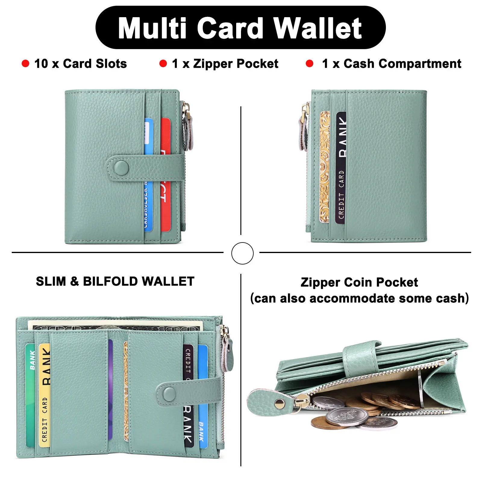 Fashion Women's Short Wallet  FIRD Anti-theft Genuine Leather Small Card Holder Wallets Female Zipper Coin Purse Money Bag Hasp