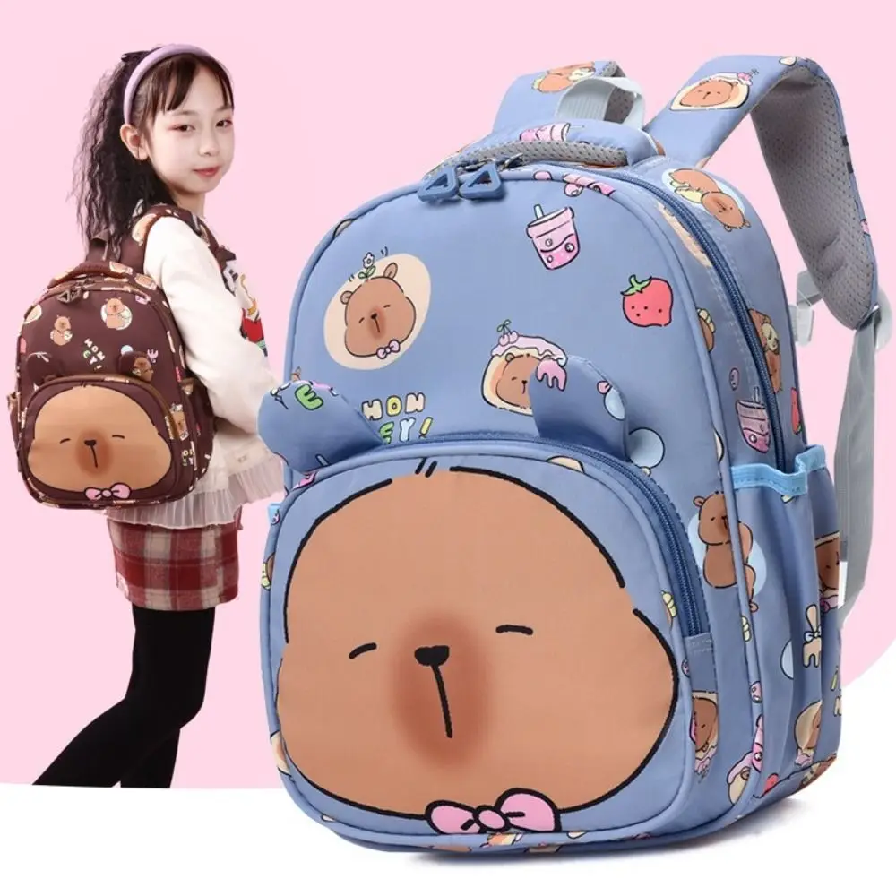 Sacs d'école en nylon imperméable de grande capacité pour enfants, sac à dos Capybara, sacs à bandoulière de voyage, sac à dos pour garçons et filles, haute qualité