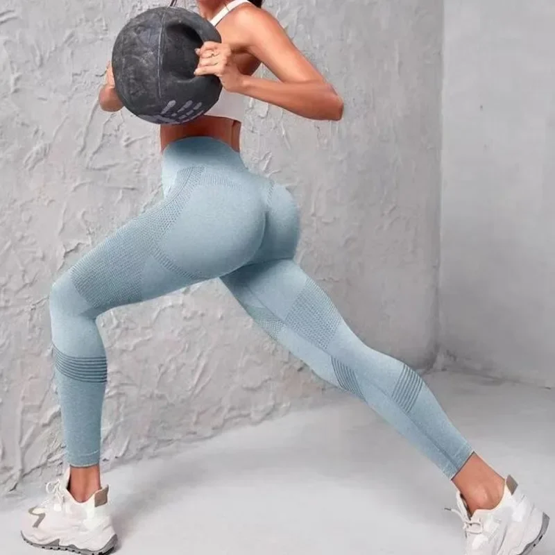 Legginsy fitness z wysokim stanem w paski siatkowe legginsy damskie wysokiej talii podnoszenie bioder trening na świeżym powietrzu moda do biegania elastyczne spodnie