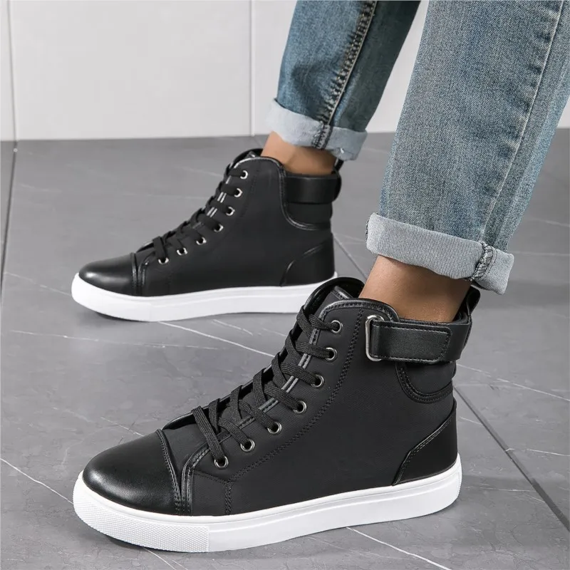 Sapatos esportivos de couro retro de alto nível masculino, tênis casual, tamanho grande, novo, vendendo, C1362