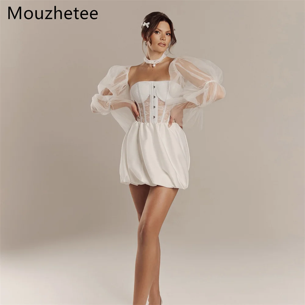 

Mouzhetee A-Line Elegant Off The Shoulder Mini Lace Elegant Wedding Dresses Simple Brides Gown Custom Made 2025