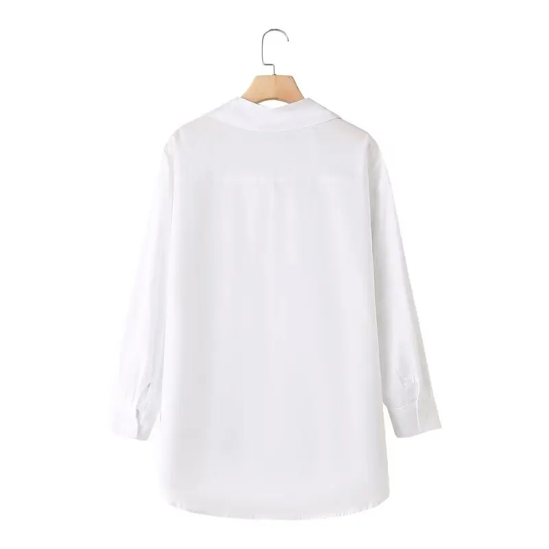 قميص حريري فضفاض للنساء صيف 2025 بتصميم عتيق مزين بالمسامير متعدد الاستخدامات بأكمام طويلة وأزرار بلون واحد #4