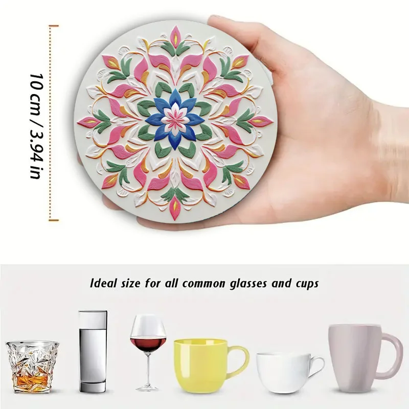 4pc/Set of Colored Flower Coasters, Anti-Slip Wooden Coasters, Suitable for Living Rooms, Offices, Bars and Restaurants