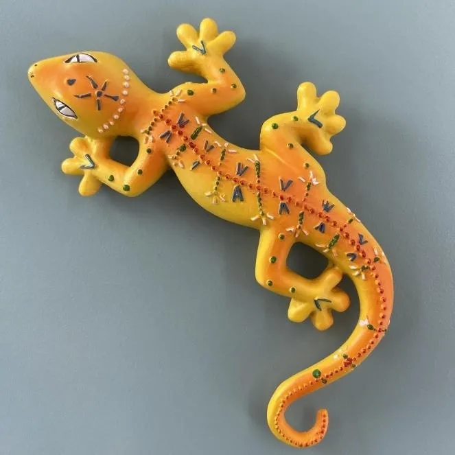 Barcelona, Spain: Creative 3D painted gecko refrigerator sticker