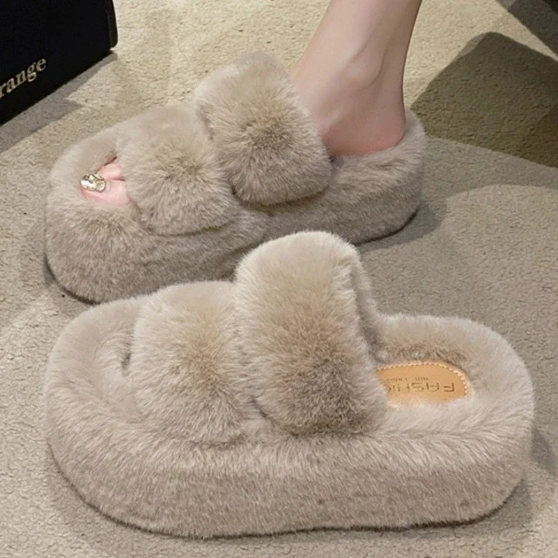 Frühling und Herbst Neue Schwammkuchen-Hausschuhe mit dicker Sohle und Plüsch-Baumwolle für Damen – warme Wollschuhe für Zuhause – Detail 5