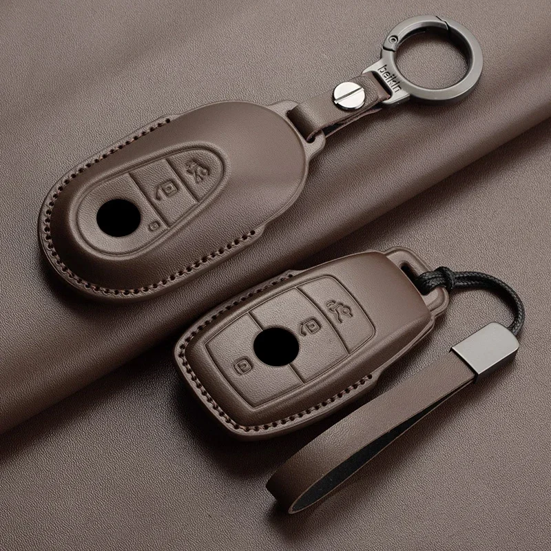 

Car Key Case Cover for Mercedes Benz A C E S G Class GLC CLE CLA W177 W205 W213 W222 X167 AMG Leather Car Keychain Accessories
