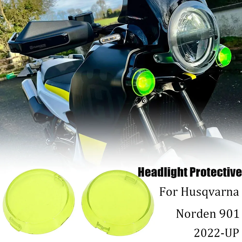 

FOR Husqvarna Norden 901 2022 2023 Motorcycle Headlight Guard Decoration Transparent/Fluorescent green Lamp Protection Cover