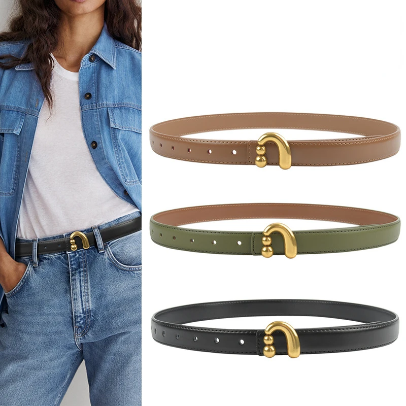 

2023 New Genuine Leather Women's Belt Simple and Versatile Retro Belt with Jeans Casual Pants Luxury Decorative Belt