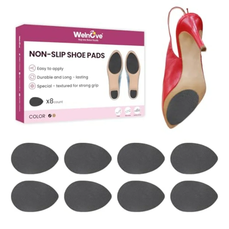 Non Slip Shoe Pads - 8 Pcs Self Adhesive Shoe Grips on Bottom of Shoes, Shoe Sole Protectors for High Heels, Stilettos, Anti Sl