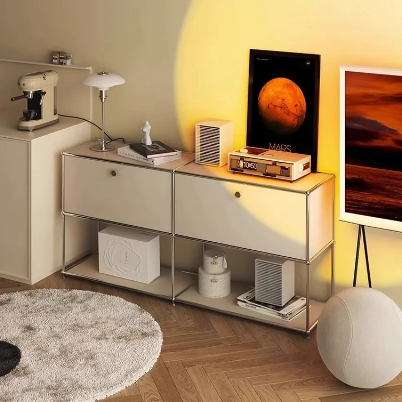 Medieval module combination dining side cabinet, floor-to-ceiling storage living room wall storage cabinet
