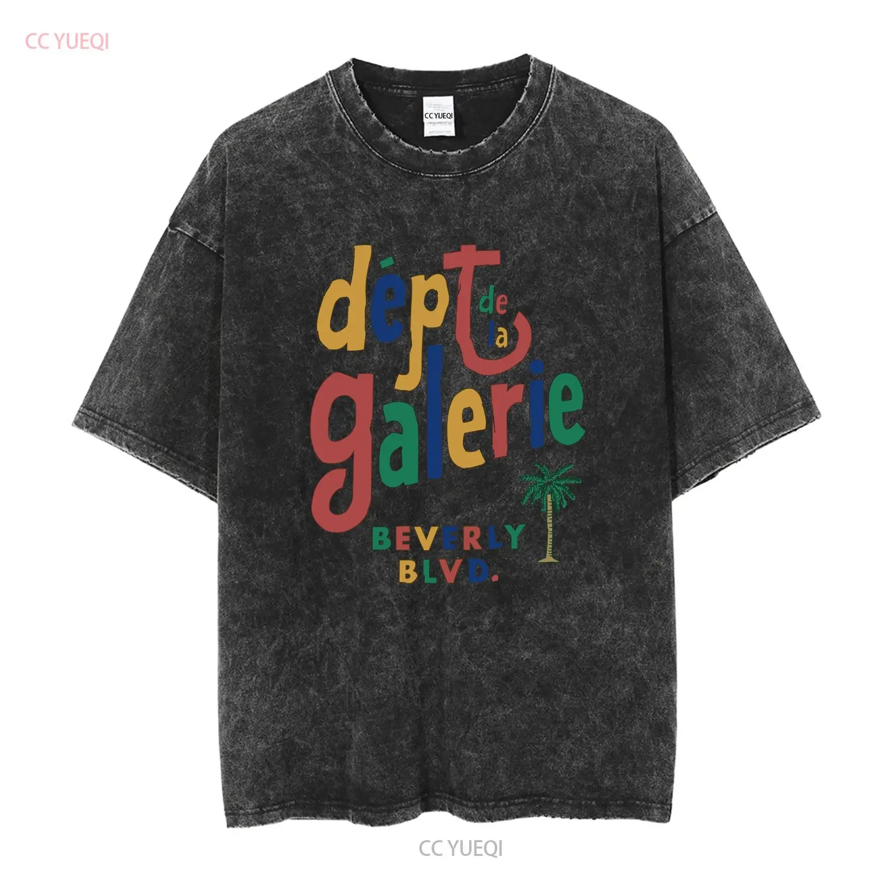 Dept de la Galerie Cafe Beverly New White T Shirt vintage Washed graphic streetwear Stylish Versatile Comfortable fashion