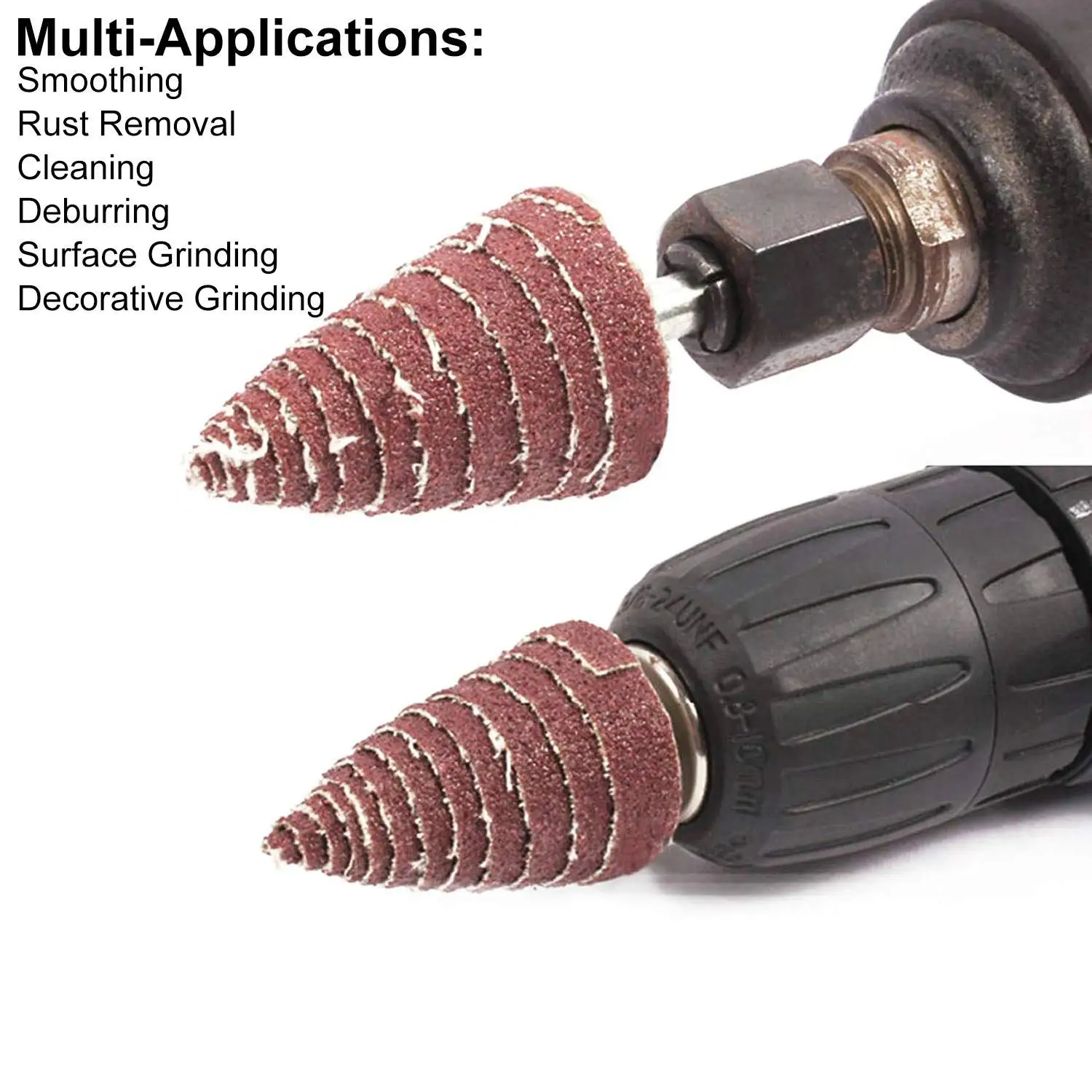 20 Pack 25x40x6mm Cone Shape Abrasive Sandpaper 1/4” Shank Mounted Flap Wheels 80 Grit Aluminum Oxide Grinding Head Rotary Tool