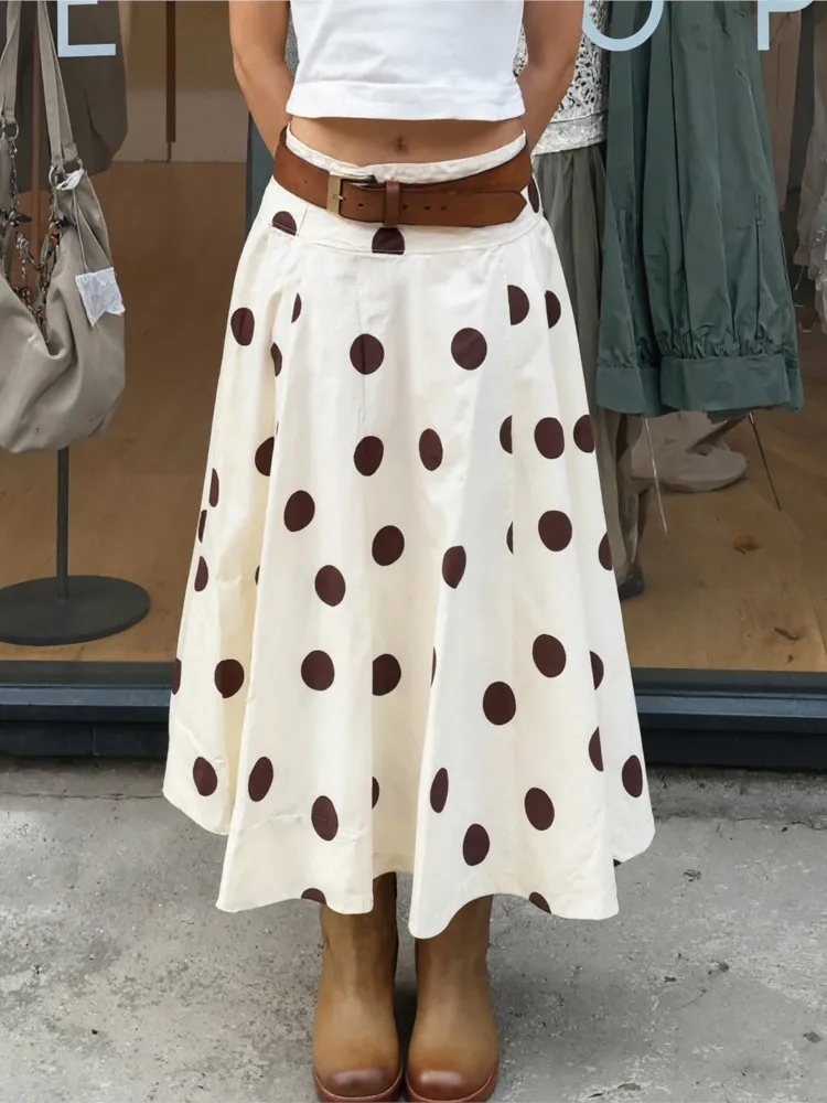 

Sweet Skirt Temperament Skirts For Woman French Commuting Holiday Contrast Color Polka Dots Office All-match Simple Style Trendy