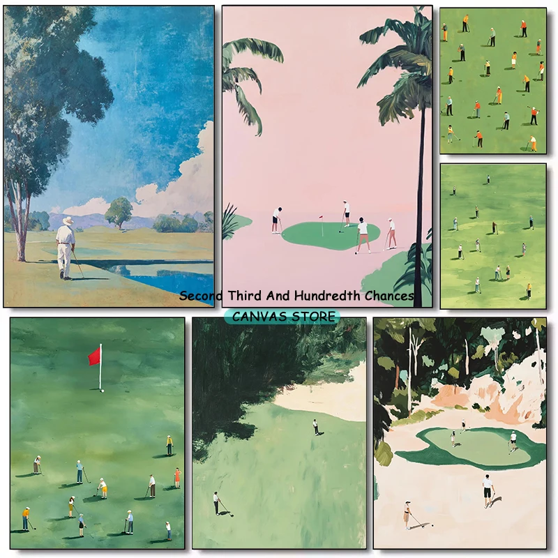 Tiny Golfer Minimalist People Art Abstract Sports The Tropics Golf Sport Poster Canvas Painting Wall Pictures Home Decor Gifts