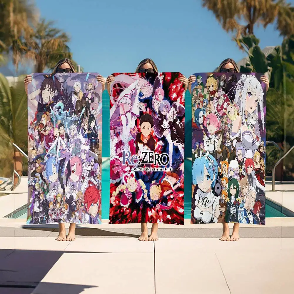 Anime Re Zero Kawaii Microfiber Blanket Quick Drying Beach Towels Oversized Printing Super Absorbent Pool Towel Blanket