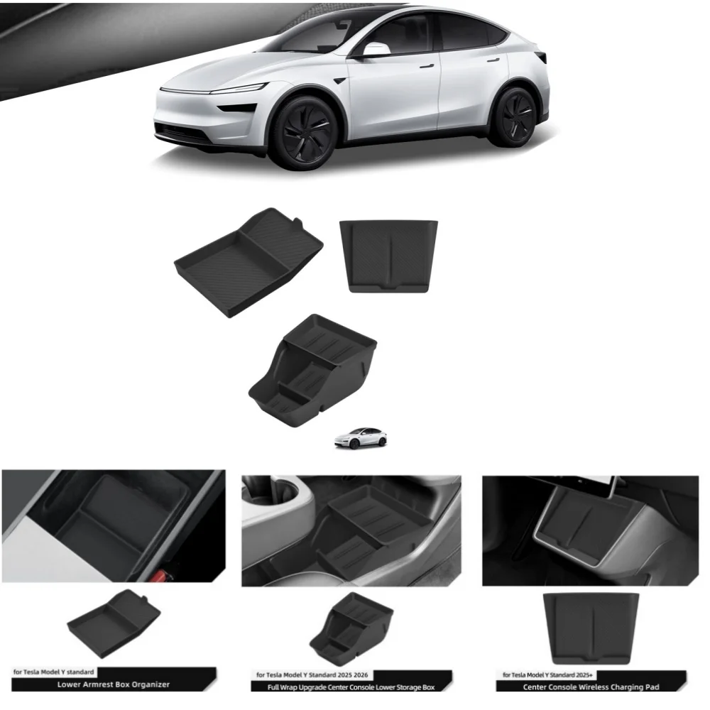 Smabee für Tesla Model Y Juniper Standardversion 2025 2026 Mittelkonsolen-Aufbewahrungsbox Auto-Wireless-Ladegerät Anti-Schmutz-Pad