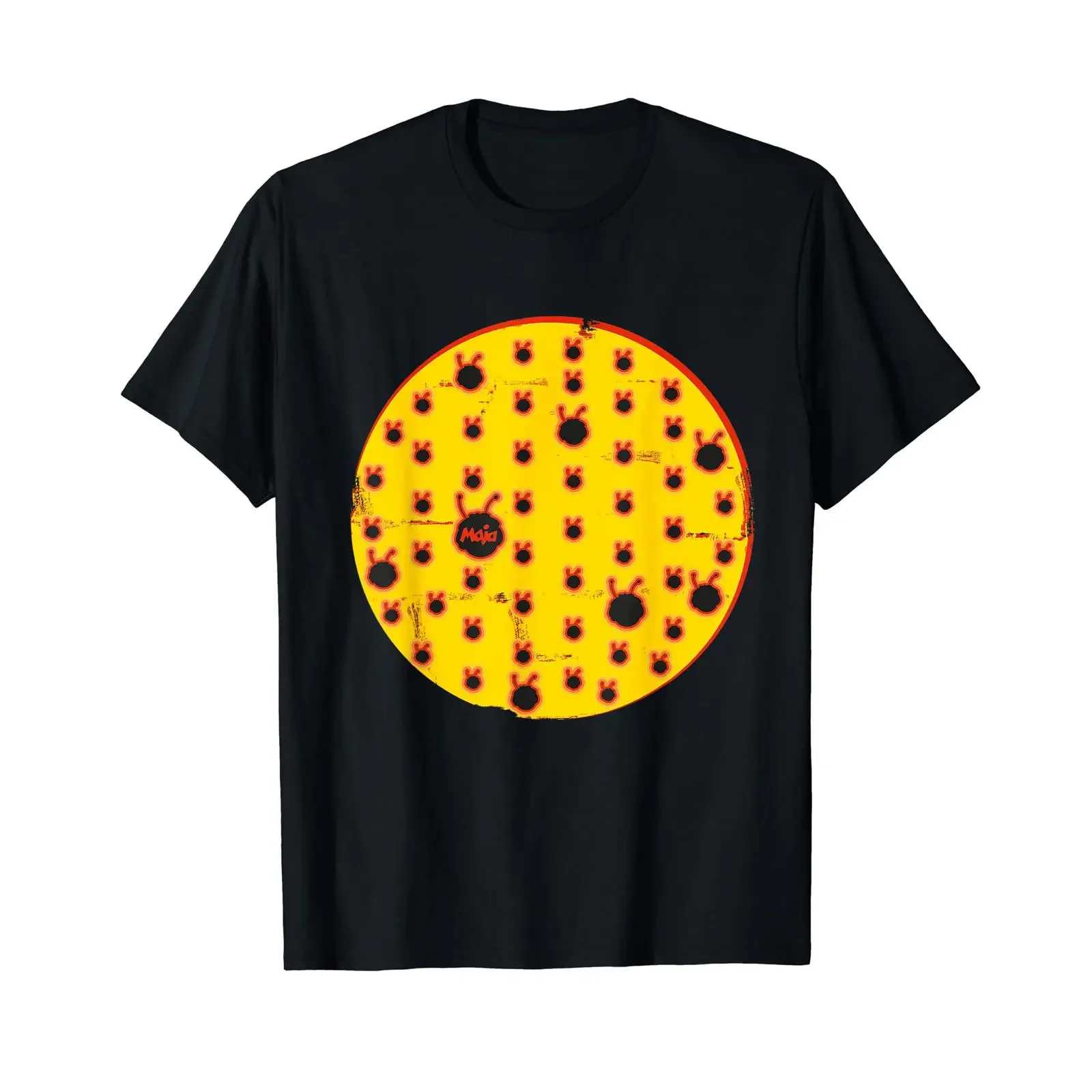 Camiseta Retrô Bee Maja Maya Vintage Lavada Casual Estilosa Streetwear Masculina com Estampa Gráfica para Uso Diário - Roupa de Designer