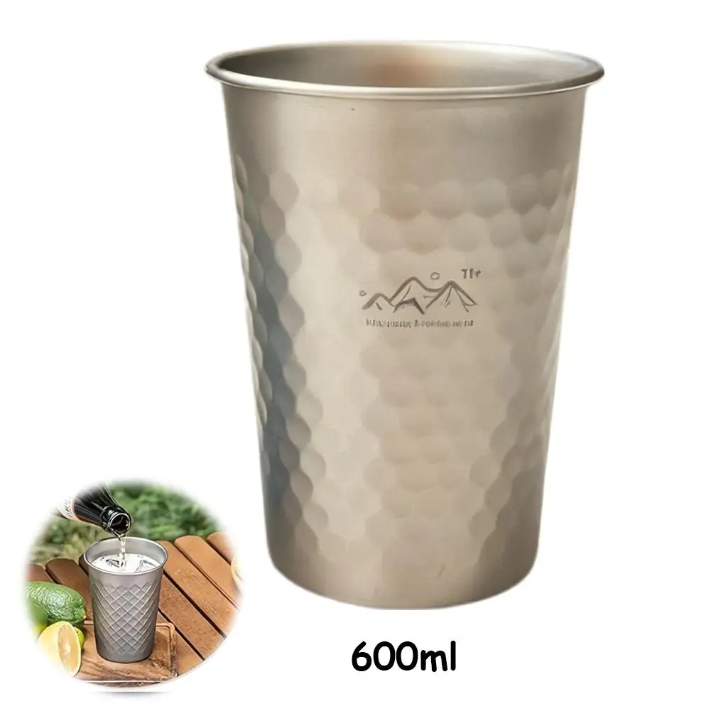 350-600ml Reine Titan-Trinkbecher, Ultraleichte Kaffee- und Saftbecher für Zuhause, Outdoor, Camping, Picknick, Bierbecher