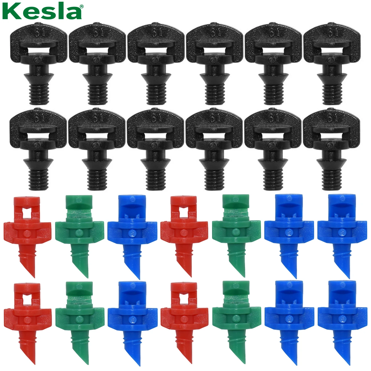 KESLA 100PCS 90-360° Male Barbed Refraction Micro Nozzles Garden Greenhouse Drip Irrigation Sprinkler Atomized Sprayer Watering