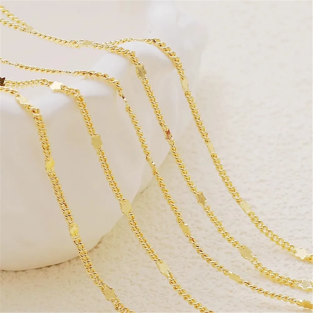 

14K Gold Bag Chain with Lock Side, Gold and Flat, DIY Accessories, Work in Progress, 1.3mm