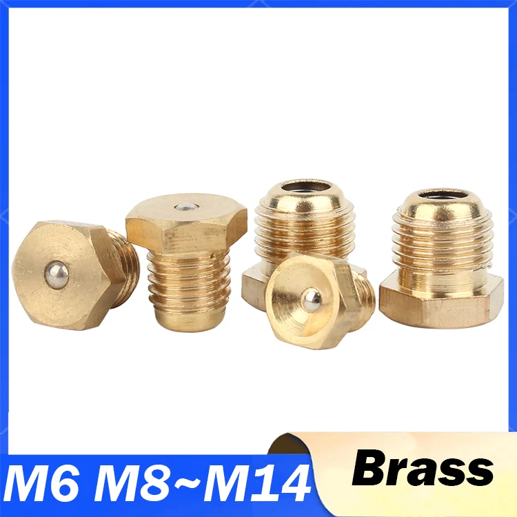 

Brass Press Ball Male Thread Oil Cup Push Button Flat Funnel Head Spring Nozzle Grease Gas Engine Motor Repair Replacement Part