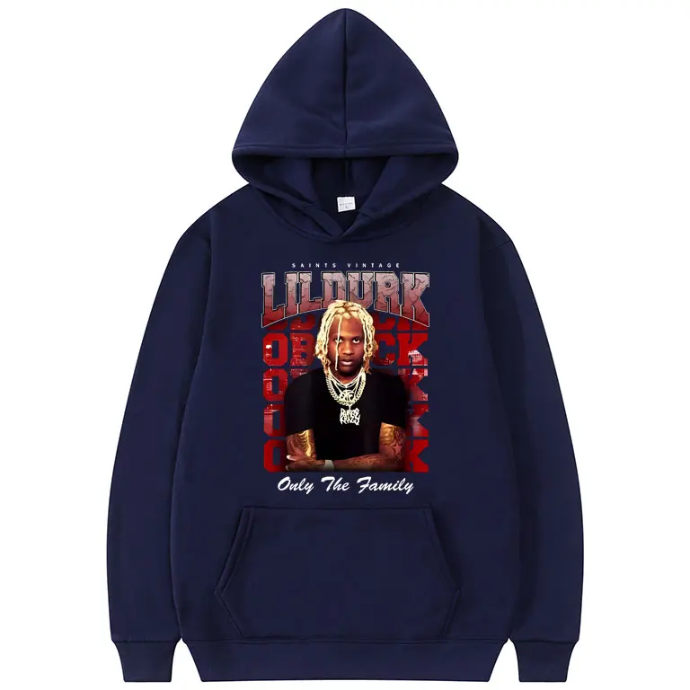 Saints Vintage Lil Durk Only The Family Graphic Hoodie Men's Vintage Trend Sweatshirt Men Women Hip Hop Rap Oversized Hoodies