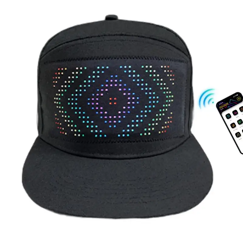 

Funny LED Hats Adjustable Cool LED Baseball Hat Detachable Screen Comfortable Easy To Apply Trendy Animated Smart Hat For