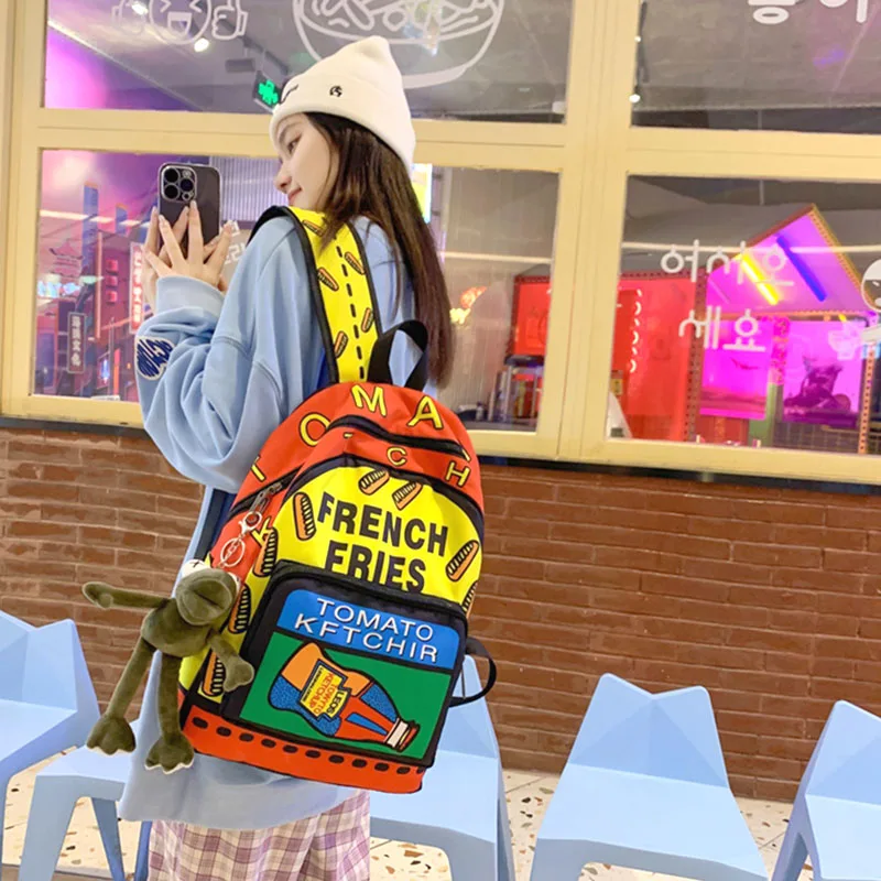 Schoolbags For Female College Students Large Capacity Graffiti For Street Junior High School Students Male Backpacks For Niche T