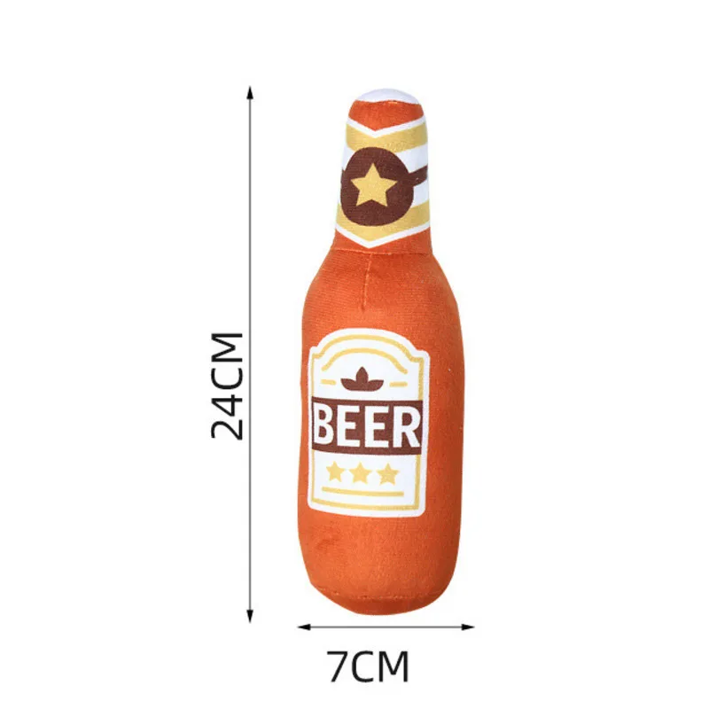 New Dog Plush Toys Funny Beer Bottle Squeaky Dog Toys Interactive Chew Sound Pet Toys Pet Supplies