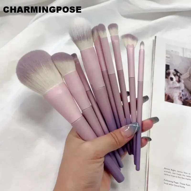 10-Piece Lavender Makeup Brush Set - Premium Synthetic Fiber Cosmetic Brushes for Professional Makeup Application, Complete Coll