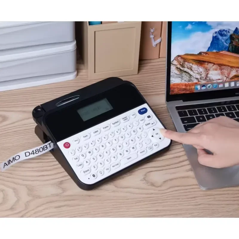D480BT Versatile Desktop Label Printers Wireless Bluetooth 300DPI Inkless Sticker Printer Label Maker with Keyboard