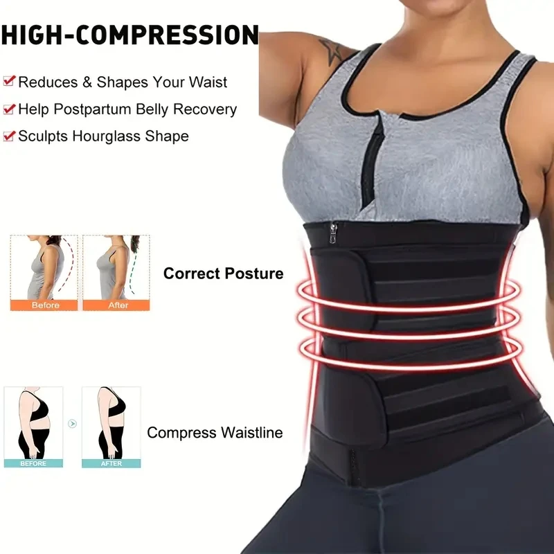 Women\'s adjustable zipper sports protection belt slimming and abdominal tightening strap