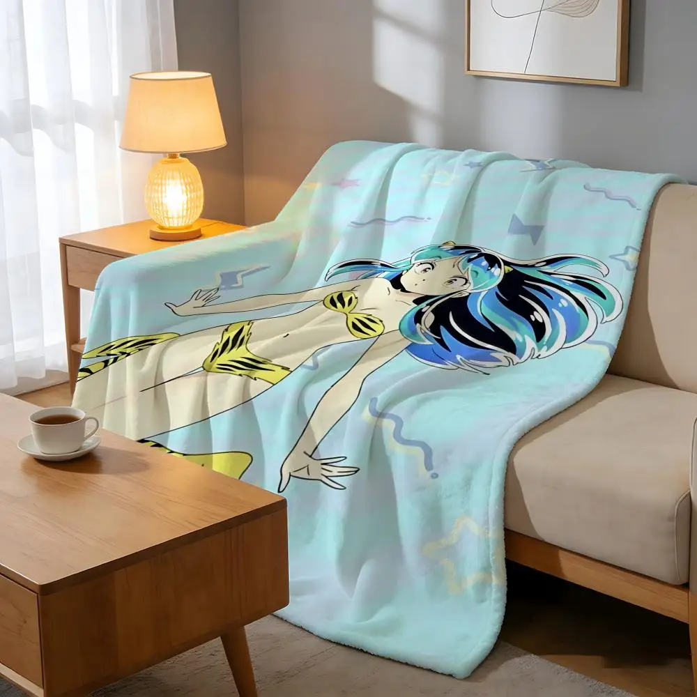 Throw High-Density Short Plush Blanket For Sofa Nap Air-Conditioned Room Soft Skin-Friendly Anime Game Urusei Yatsura